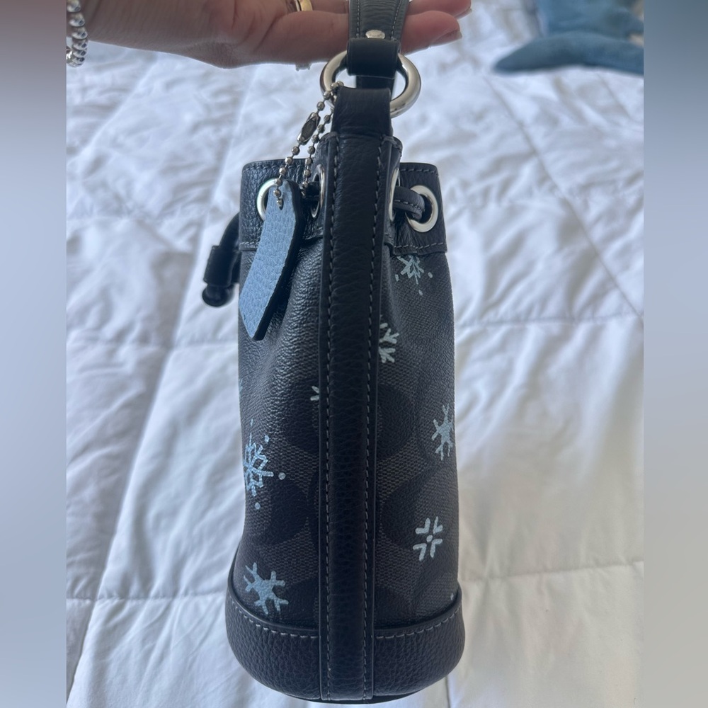 Coach Black and Light Blue Patterned Bucket Bag - Picture 3 of 8